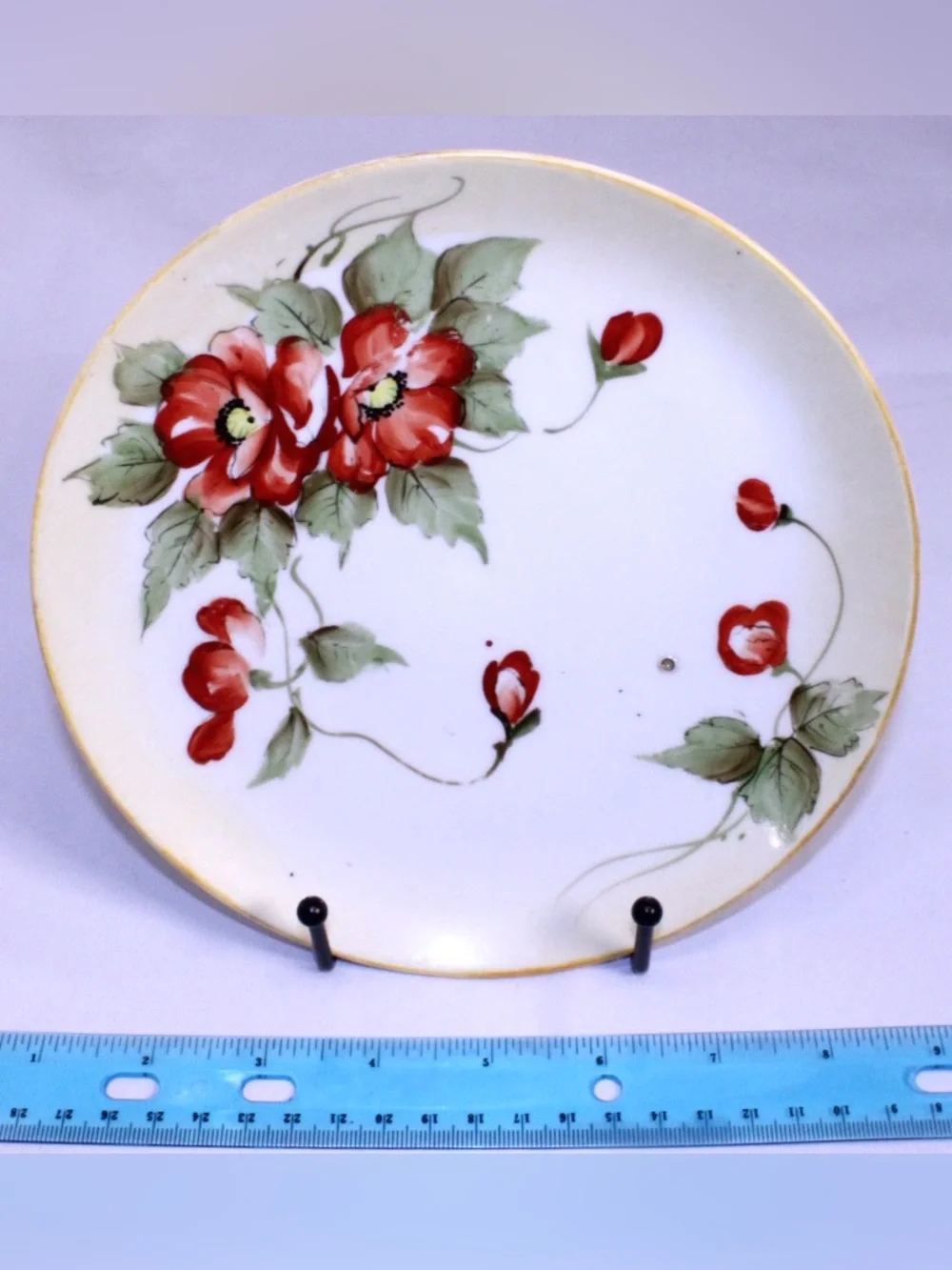 Antique Nippon Porcelain Hand-painted Red Poppies Display Plate